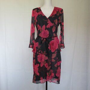 IMI Women’s Girls Pink Black Floral Motif Top and Skirt 2 Pc Set size L